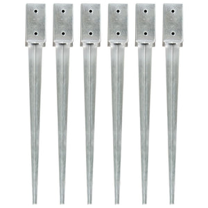 Picchetti di Terra 6 pz Argento 7x7x75 cm in Acciaio Zincatocod mxl 128556