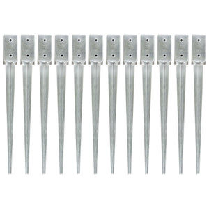 Picchetti di Terra 12 pz Argento 7x7x75 cm Acciaio Galvanizzato