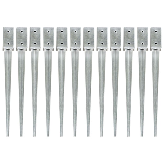 Picchetti di Terra 12 pz Argento 7x7x75 cm Acciaio Galvanizzato