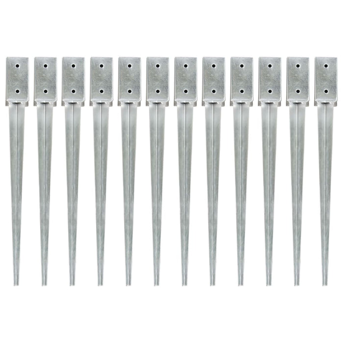 Picchetti di Terra 12 pz Argento 7x7x75 cm Acciaio Galvanizzato