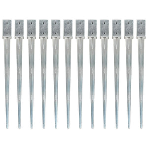 Picchetti di Terra 12 pz Argento 7x7x90 cm in Acciaio Zincatocod mxl 79283