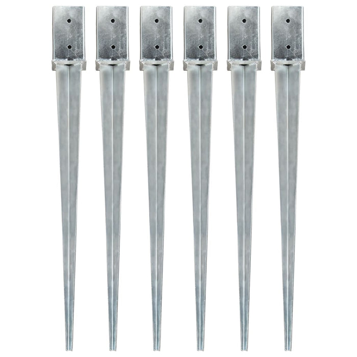 Picchetti di Terra 6 pz Argento 8x8x91 cm in Acciaio Zincato cod mxl 61971