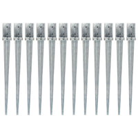 Picchetti di Terra 12 pz Argento 8x8x91 cm in Acciaio Zincatocod mxl 81662