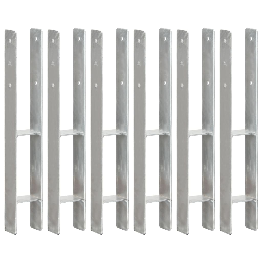 Picchetti per Recinzione 6 pz Argento 8x6x60 cm Acciaio Zincato cod mxl 60008