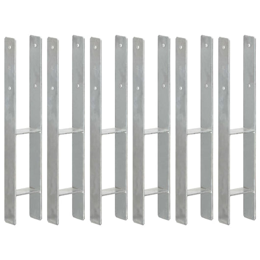 Picchetti per Recinzione 6 pz Argento 9x6x60 cm Acciaio Zincato cod mxl 56694