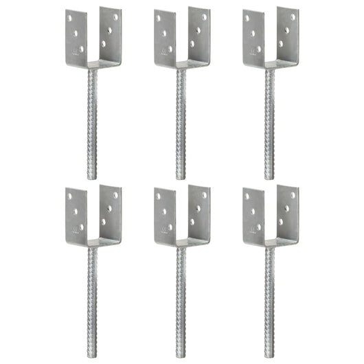 Picchetti per Recinzione 6 pz Argento 7x6x30 cm Acciaio Zincatocod mxl 121280