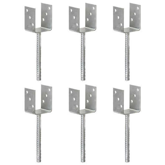 Picchetti per Recinzione 6 pz Argento 8x6x30 cm Acciaio Zincatocod mxl 73271