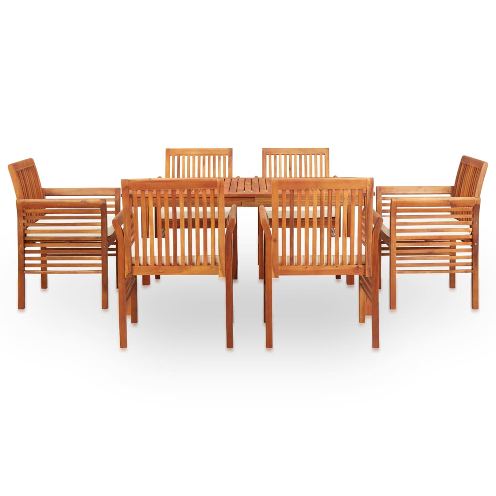 Set da Pranzo da Giardino 7 pz con Cuscini Massello di Acacia 278898
