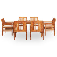 Set da Pranzo da Giardino 7 pz con Cuscini Massello di Acacia 278898