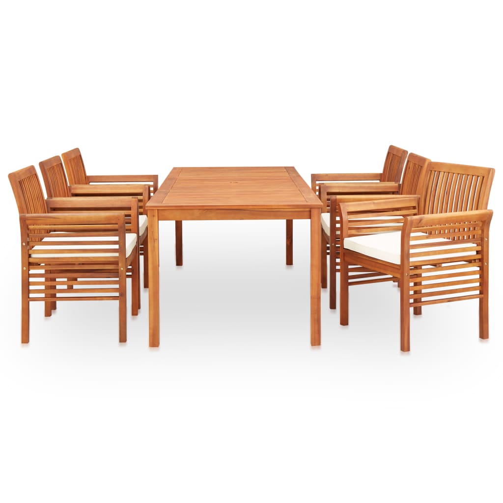 Set da Pranzo da Giardino 7 pz con Cuscini Massello di Acacia 278899