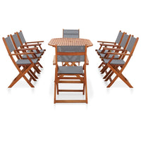 Set Pranzo da Giardino 9 pz Grigio Legno Eucalipto e Textilene  cod mxl 45314