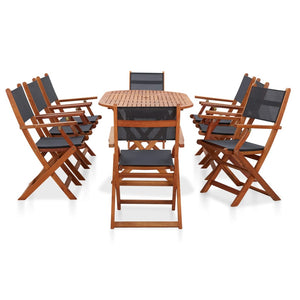 Set Pranzo da Giardino 9 pz Massello di Eucalipto e Textilene cod mxl 42972
