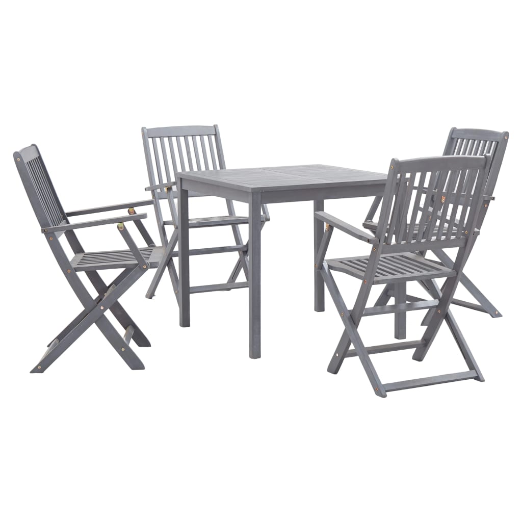 Set da Pranzo per Giardino 5 pz Legno Massello di Acacia Grigio cod mxl 44483