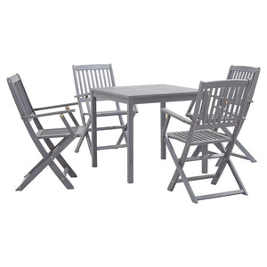 Set da Pranzo per Giardino 5 pz Legno Massello di Acacia Grigio cod mxl 44483