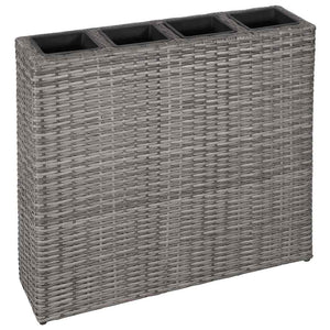 Letti Rialzati da Giardino con 4 Vasi 2 pz in Polyrattan Grigio 279080
