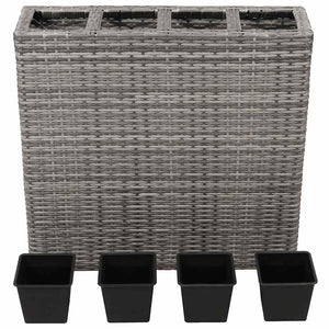 Letti Rialzati da Giardino con 4 Vasi 2 pz in Polyrattan Grigio 279080