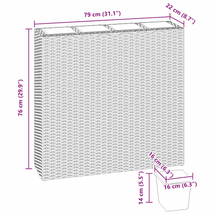 Letti Rialzati da Giardino con 4 Vasi 2 pz in Polyrattan Grigio 279080
