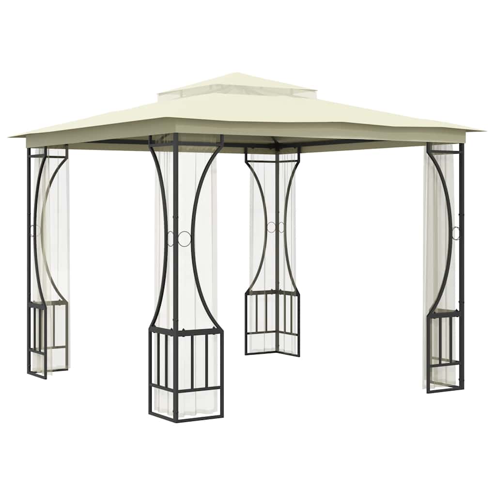Gazebo con Rete 300x300x265 cm Crema 48595