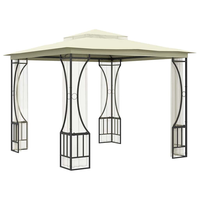 Gazebo con Rete 300x300x265 cm Crema 48595