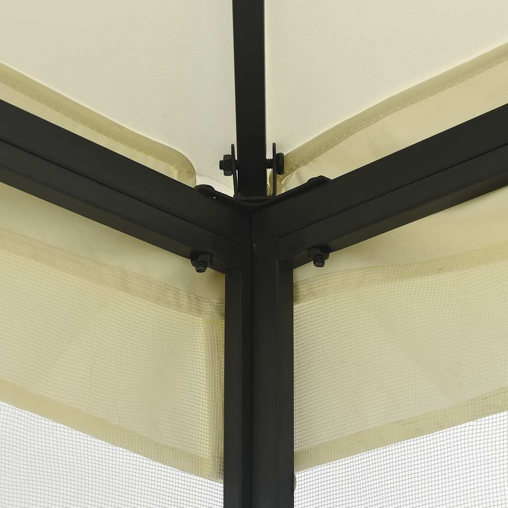 Gazebo con Rete 300x300x265 cm Crema 48595