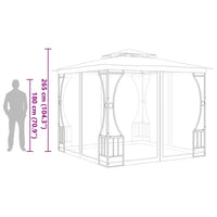 Gazebo con Rete 300x300x265 cm Crema 48595