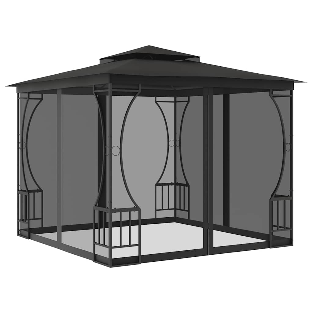 Gazebo con Rete 300x300x265 cm Antracite 48597