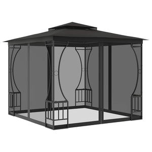 Gazebo con Rete 300x300x265 cm Antracite 48597