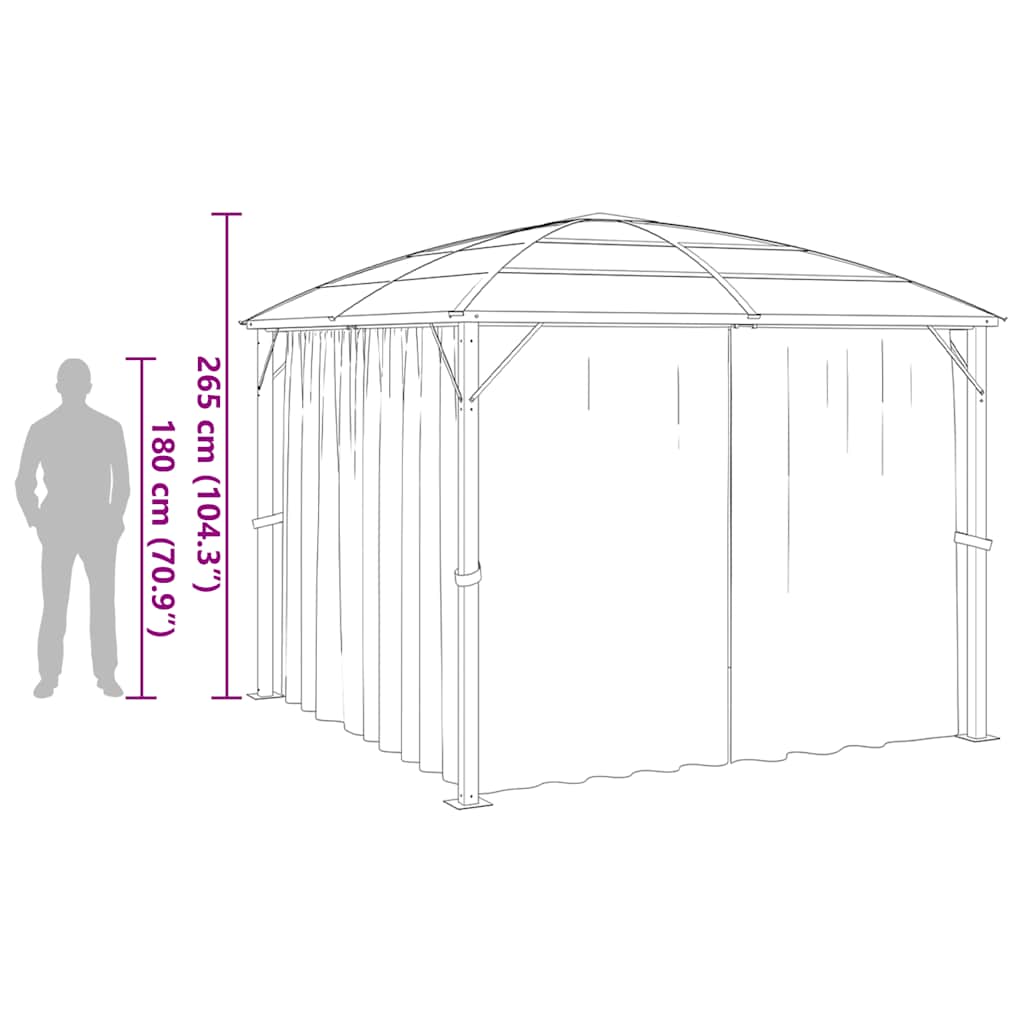 Gazebo con Tende 300x300x265 cm Antracite 48600