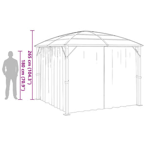 Gazebo con Tende 300x300x265 cm Antracite 48600
