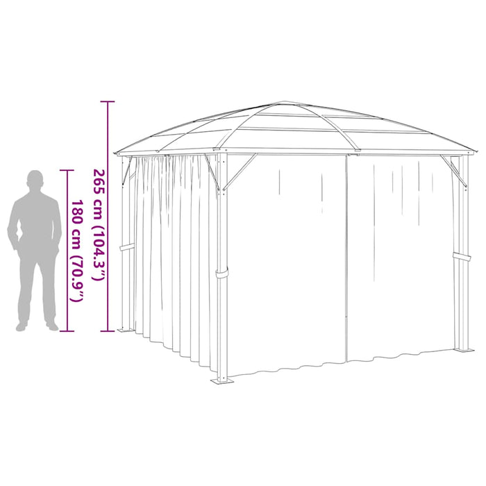 Gazebo con Tende 300x300x265 cm Antracite 48600