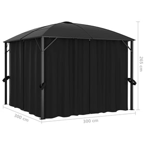 Gazebo con Tende 300x300x265 cm Antracite