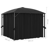Gazebo con Tende 300x300x265 cm Antracite 48600