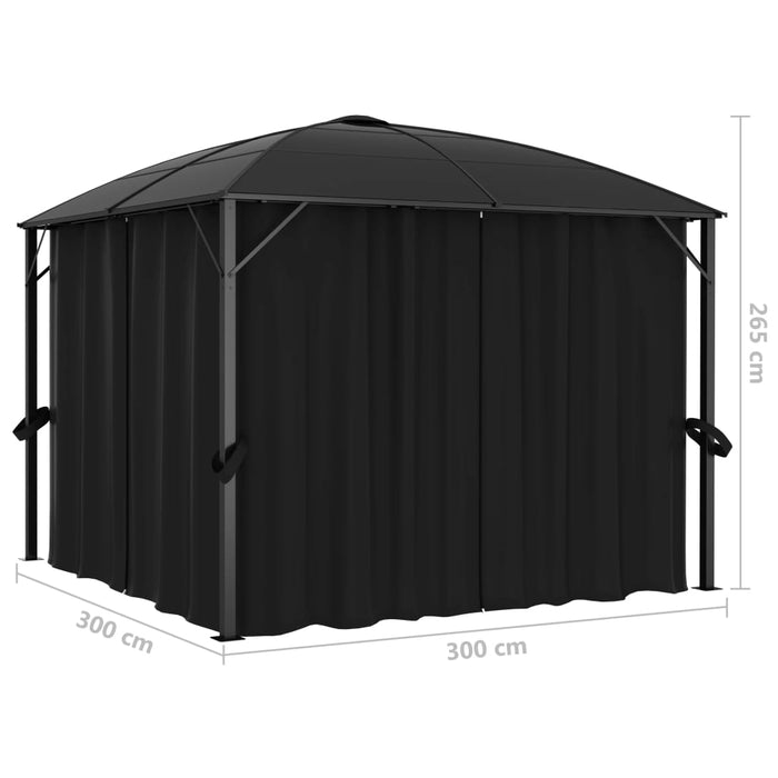 Gazebo con Tende 300x300x265 cm Antracite 48600