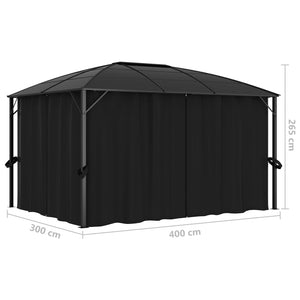 Gazebo con Tende 400x300x265 cm Antracite cod mxl 54867