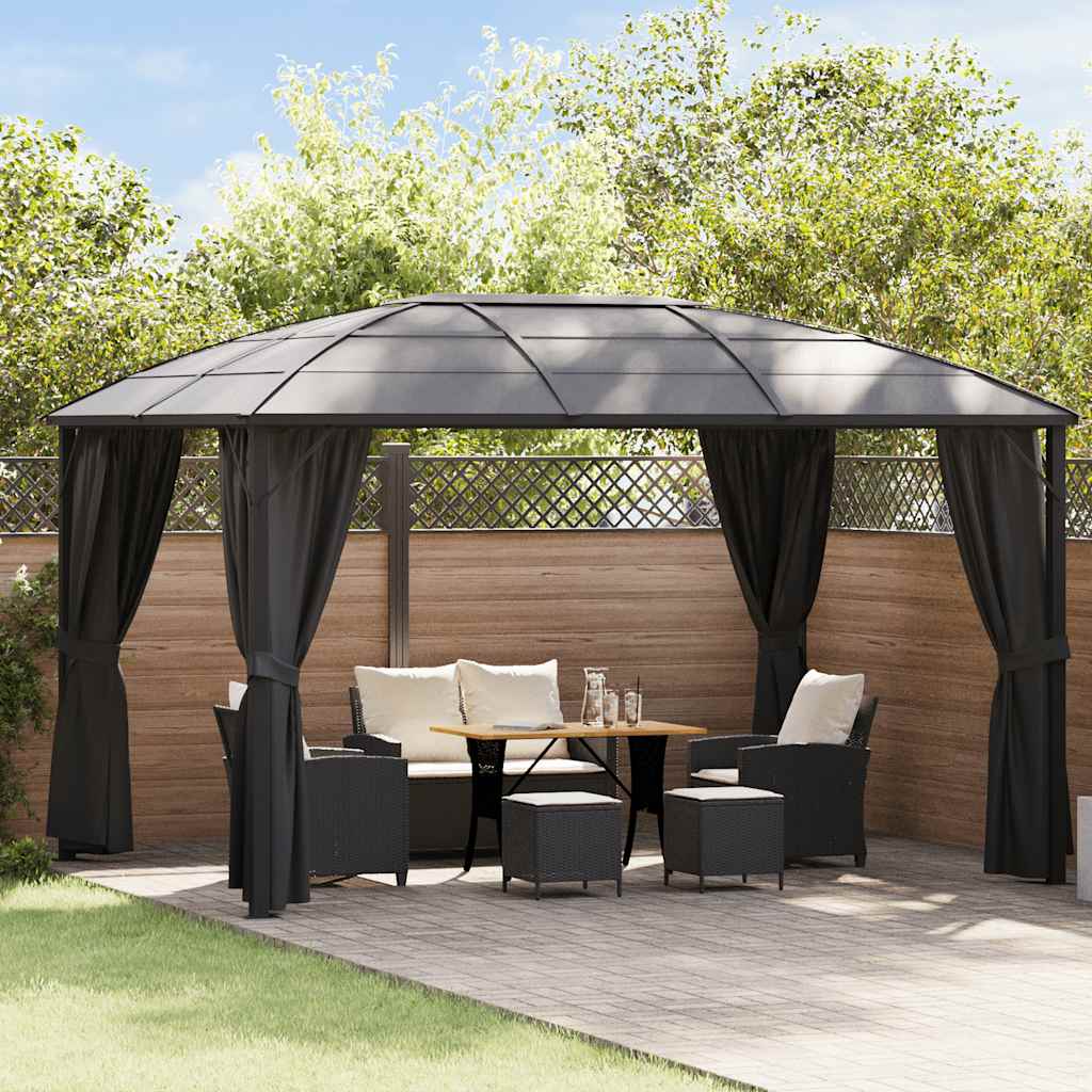 Gazebo con Tende 400x300x265 cm Antracite 48601