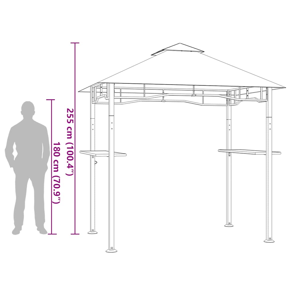 Gazebo per Barbecue 240x150x255 cm Antracite in Acciaio 48602