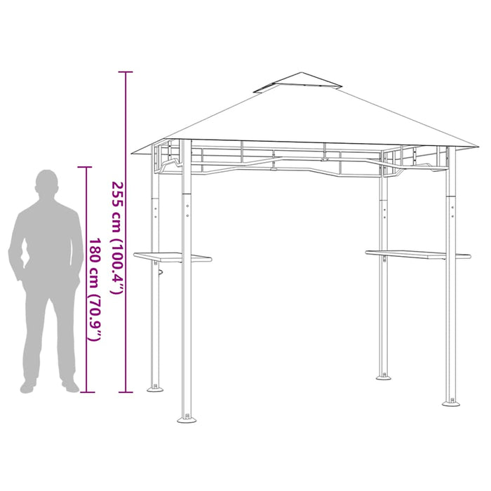 Gazebo per Barbecue 240x150x255 cm Antracite in Acciaio 48602