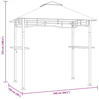 Gazebo per Barbecue 240x150x255 cm Antracite in Acciaio 48602