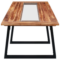 Tavolo da Pranzo 180x90x75 cm in Legno Massello Acacia e Vetro 288067