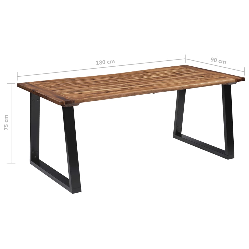 Tavolo da Pranzo in Legno Massello di Acacia 180x90 cm 288068