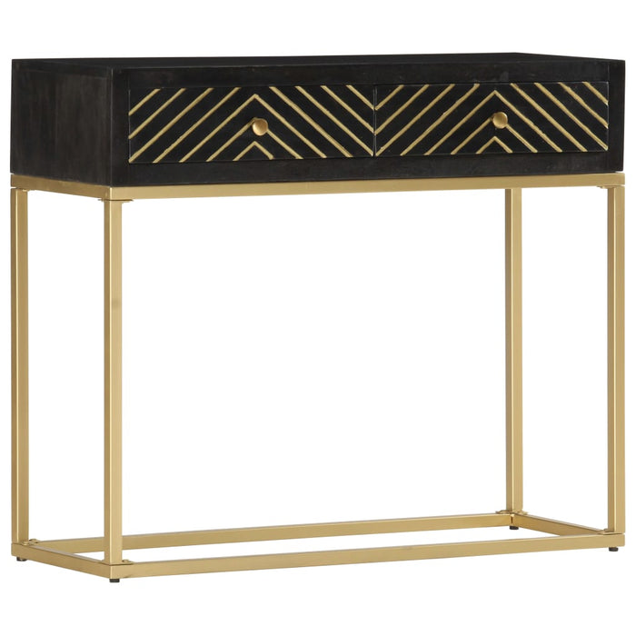 Tavolo Consolle Nero e Oro 90x30x75cm Legno Massello di Mango cod mxl 8185
