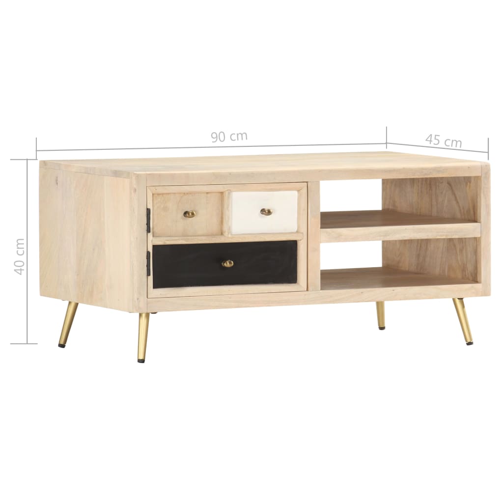 Tavolino da CaffÃ¨ 90x45x40 cm in Legno Massello di Mango  cod mxl 25536