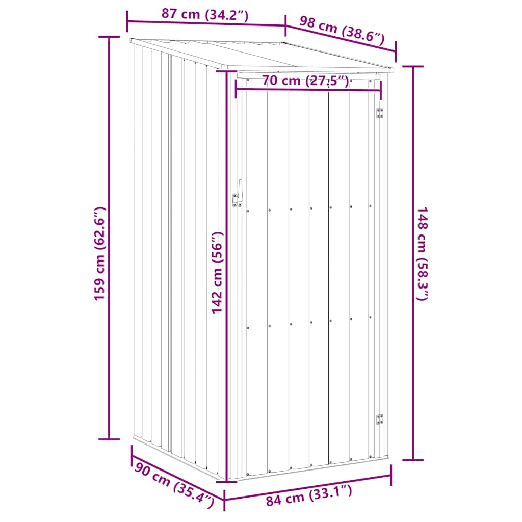 Capanno da Giardino-Casetta da Giardino Grigio 87x98x159 cm in Acciaio Zincato