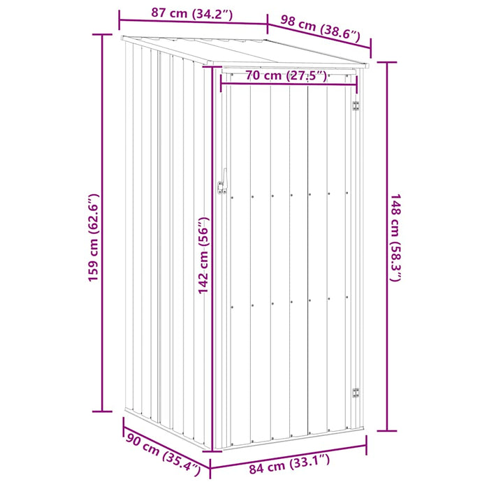 Capanno da Giardino Marrone 87x98x159 cm in Acciaio Zincato 46292