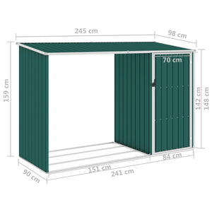 Capanno per Legna Verde 245x98x159 cm in Acciaio Zincato cod mxl 47968