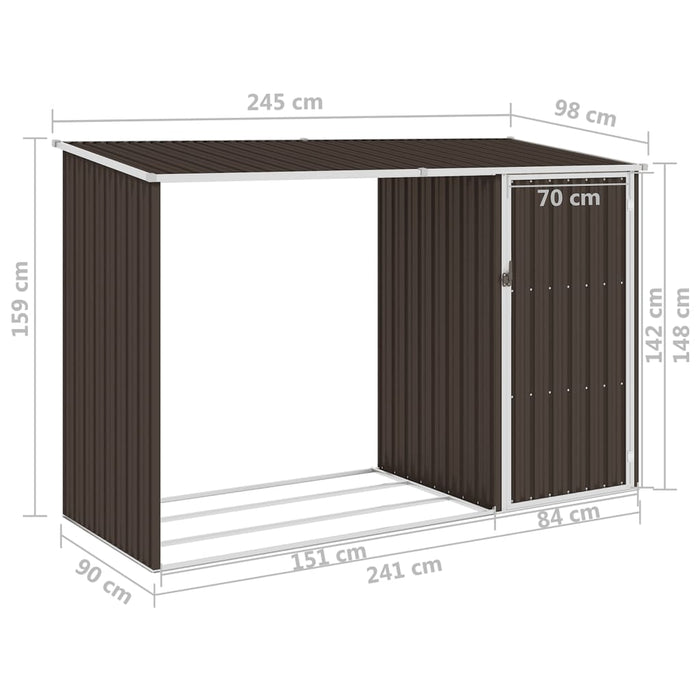 Capanno per Legna da Giardino 245x98x159 cm in Acciaio Zincato  cod mxl 65844