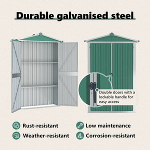 Capanno da Giardino Verde 116x45x175 cm in Acciaio Zincato 46301