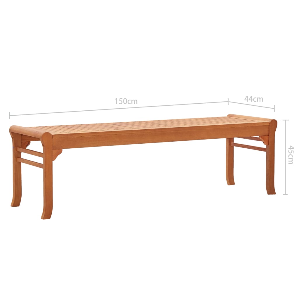 Panca da Giardino 3 Posti 150 cm Legno Massello di Eucalipto 47291