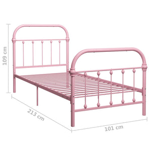 Giroletto-Struttura Letto Rosa in Metallo 90x200 cm 812337