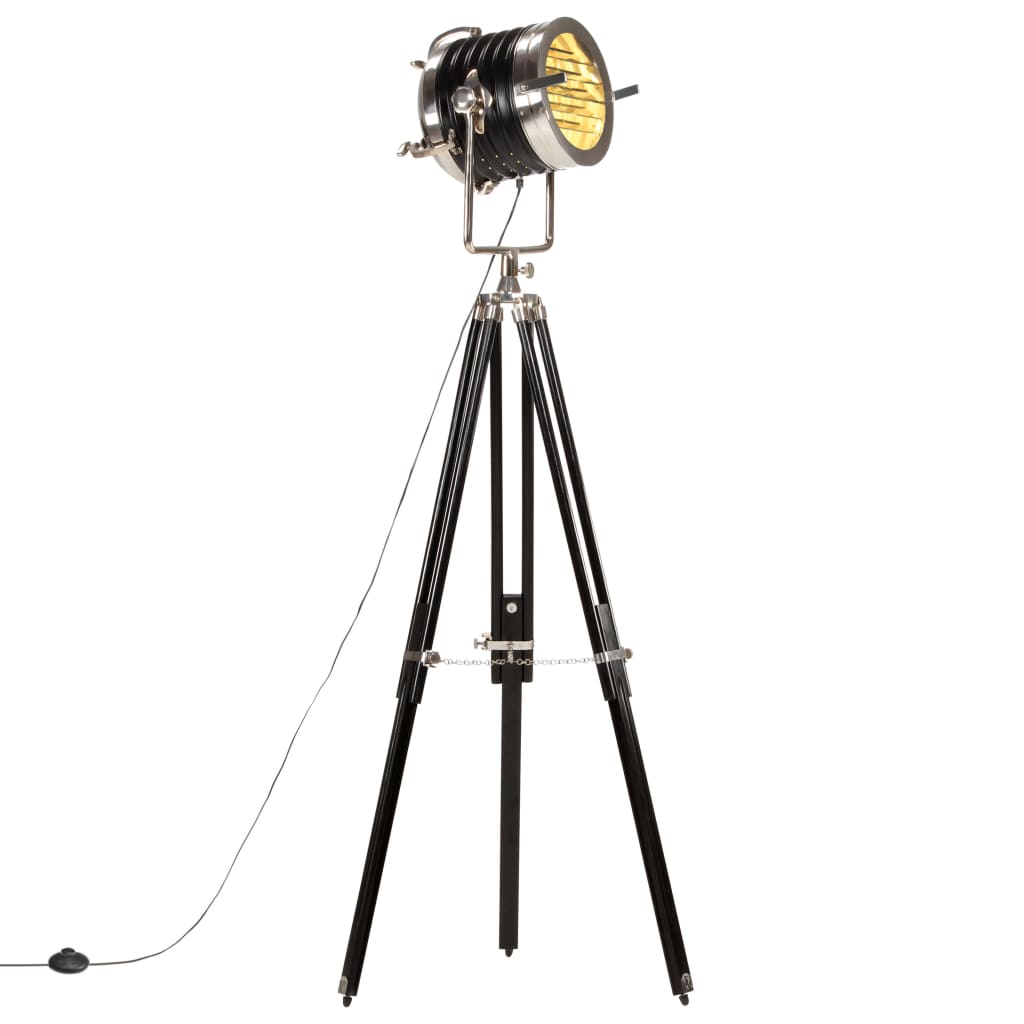 Lampada a Treppiede a Pavimento Nera in Legno di Mango 171 cm cod mxl 77148